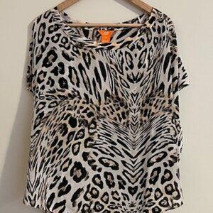 Silk Breezy Summer Top - Snow leopard print